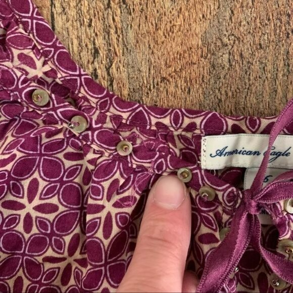 American eagle womens purple and cream floral cami camisole with bead accents -6 - Picture 9 of 9